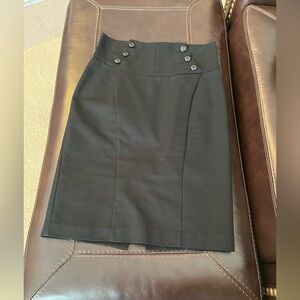 Worthington Black High Waist Pencil Skirt with Button Detail
